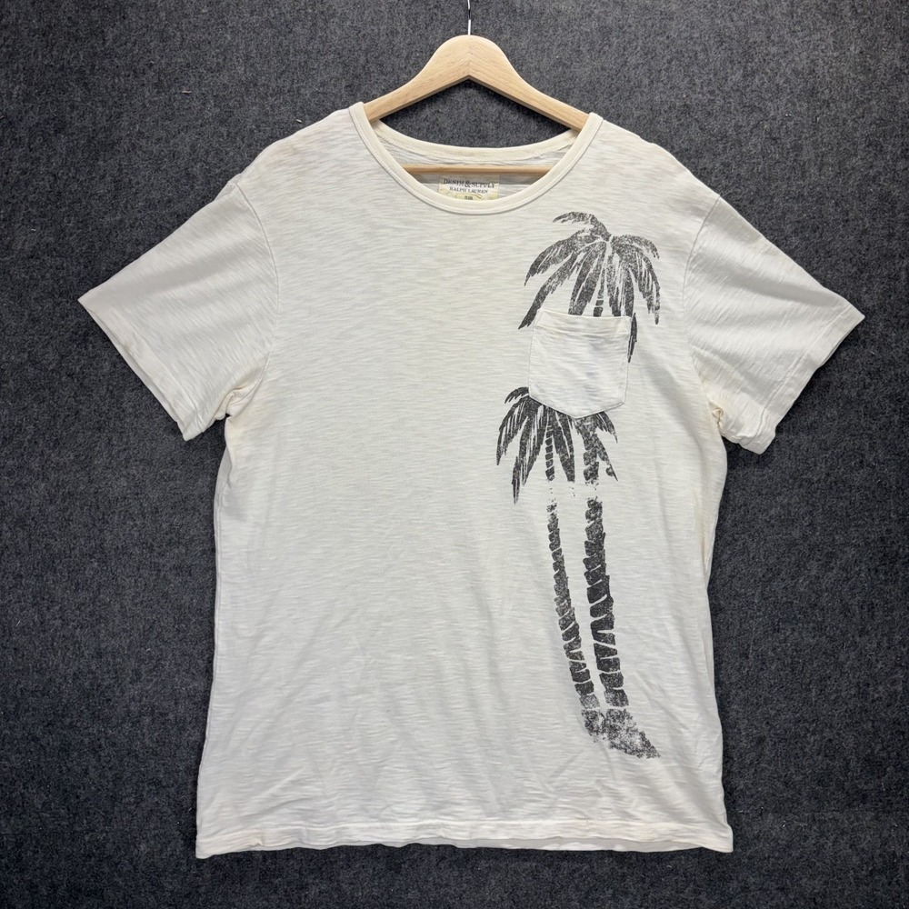 Polo Ralph Lauren Denim and Supply T-Shirt Men's Large Pocket Palm Tree Slub